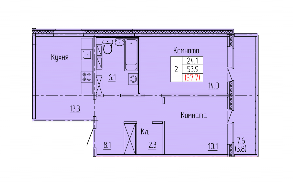 планировка квартиры 58 м2